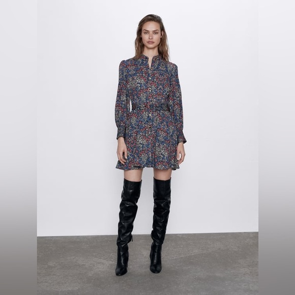 Zara Floral Belted Wrap Dress - size medium - Picture 2 of 6